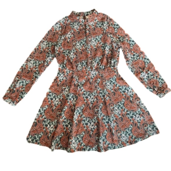 Beautiful 3 Suisses dress key hole front and back pearlized buttons pleated sz M - Picture 4 of 15